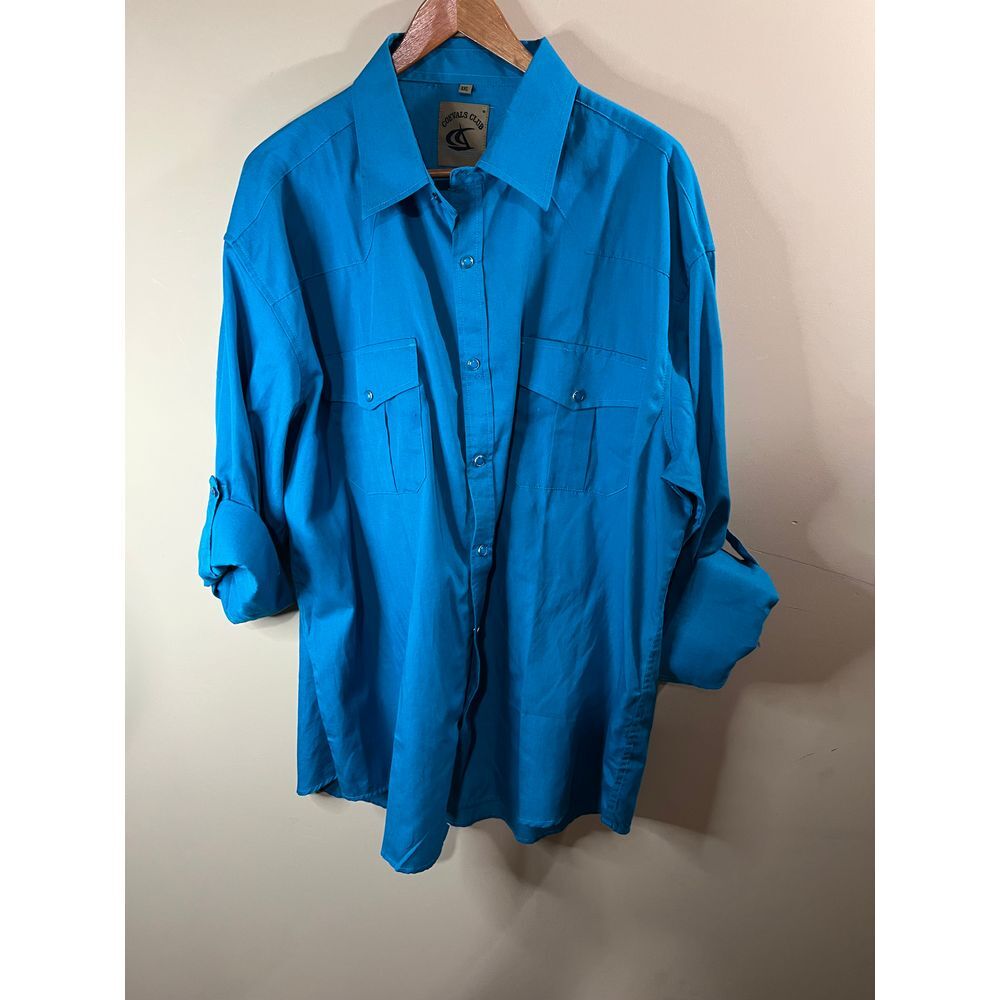 Men's Blue Casual Button Down Shirt